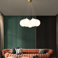 Balloons Hanging Pendant Light Simplicity White Glass Chandelier - Rebooters