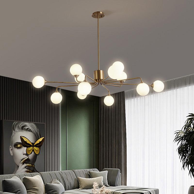 Modos Chandelier Lighting Fixture Simplicity White Glass Brass Finish Ceiling Light - Rebooters