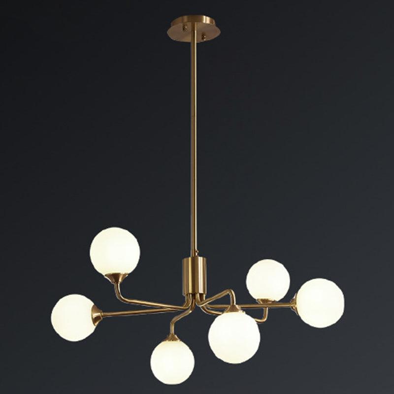 Modos Chandelier Lighting Fixture Simplicity White Glass Brass Finish Ceiling Light - Rebooters
