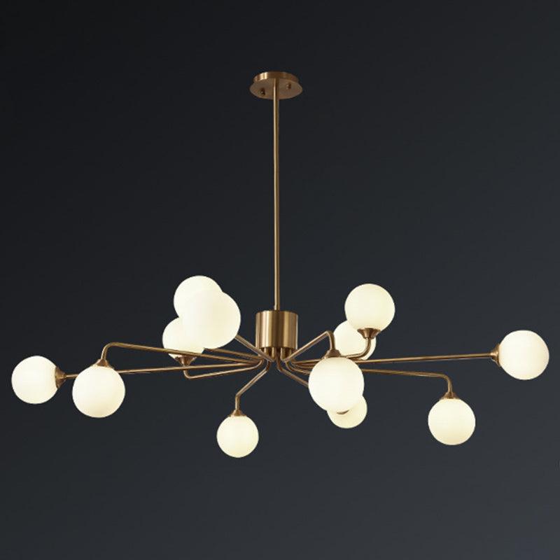 Modos Chandelier Lighting Fixture Simplicity White Glass Brass Finish Ceiling Light - Rebooters