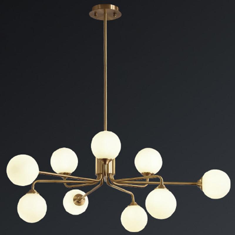 Modos Chandelier Lighting Fixture Simplicity White Glass Brass Finish Ceiling Light - Rebooters
