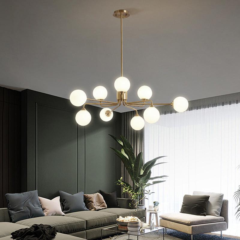 Modos Chandelier Lighting Fixture Simplicity White Glass Brass Finish Ceiling Light - Rebooters