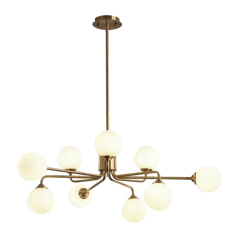 Modos Chandelier Lighting Fixture Simplicity White Glass Brass Finish Ceiling Light - Rebooters