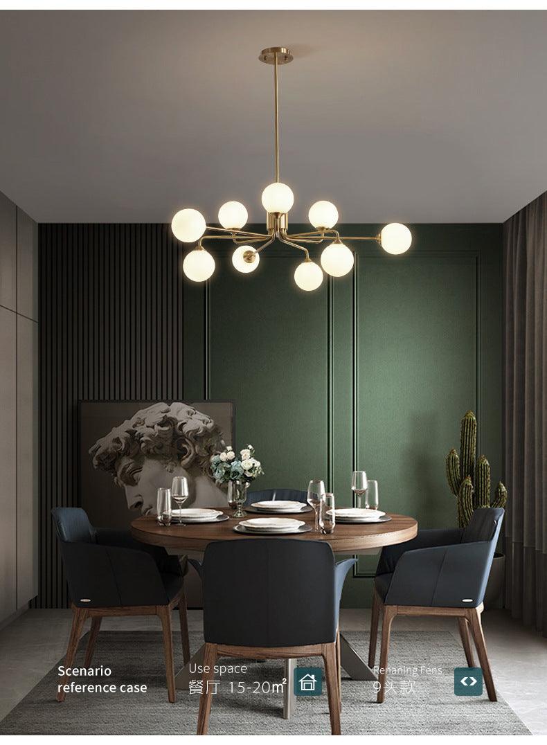 Modos Chandelier Lighting Fixture Simplicity White Glass Brass Finish Ceiling Light - Rebooters