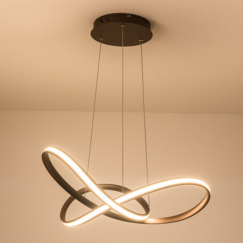 Twisted Strip LED Pendant Lamp Simplicity Metal Bedroom Chandelier in Coffee - Rebooters