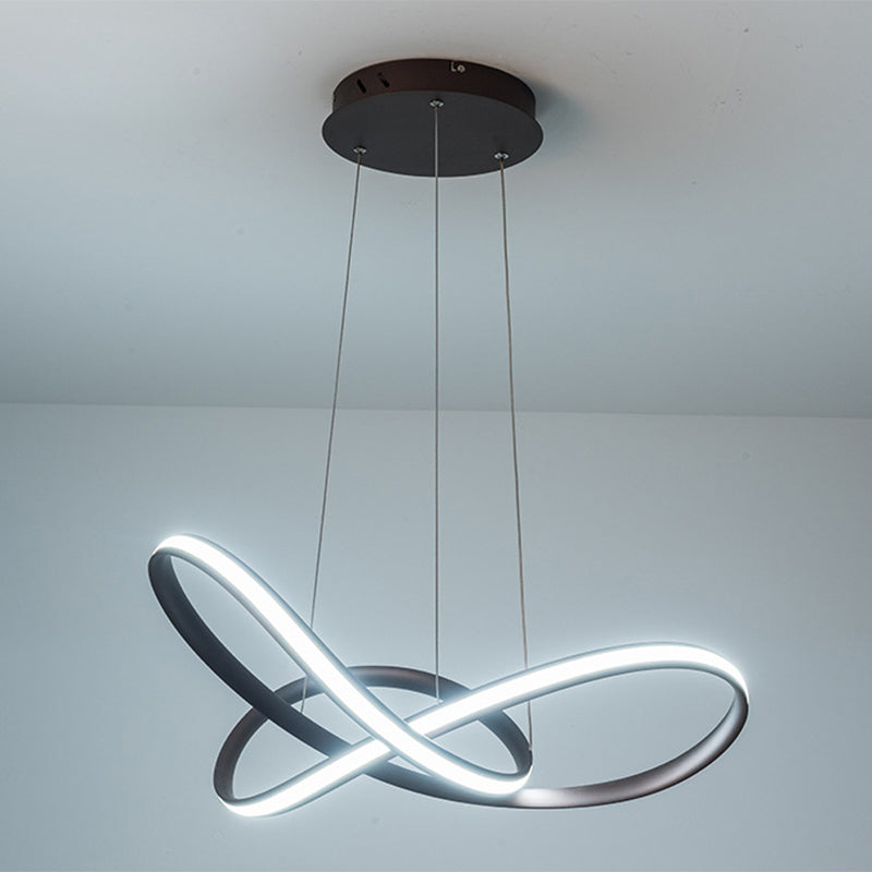 Twisted Strip LED Pendant Lamp Simplicity Metal Bedroom Chandelier in Coffee - Rebooters