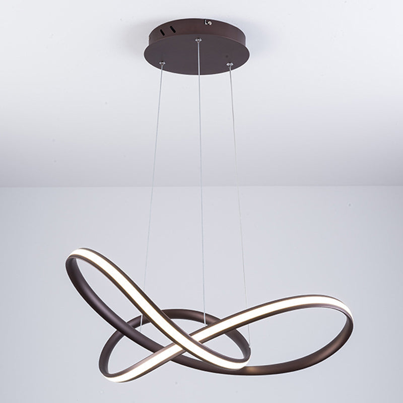 Twisted Strip LED Pendant Lamp Simplicity Metal Bedroom Chandelier in Coffee - Rebooters