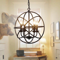 4 Lights Metal Caged Pendant Industrial Interlinked Rings Chandelier - Rebooters