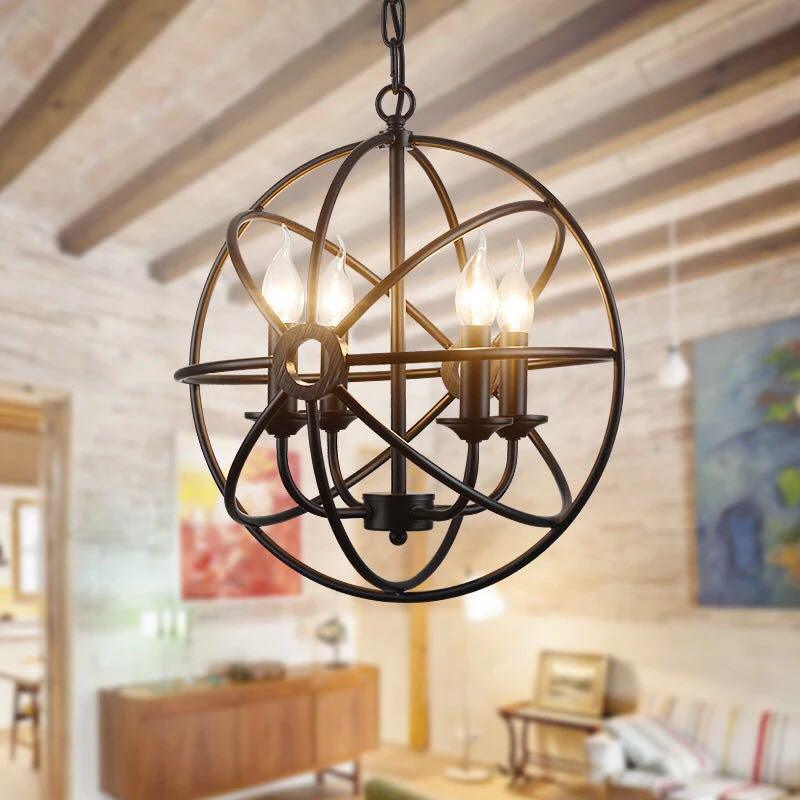 4 Lights Metal Caged Pendant Industrial Interlinked Rings Chandelier - Rebooters