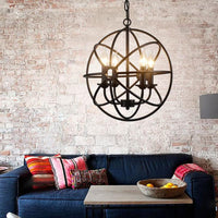 4 Lights Metal Caged Pendant Industrial Interlinked Rings Chandelier - Rebooters