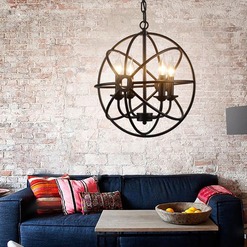 4 Lights Metal Caged Pendant Industrial Interlinked Rings Chandelier - Rebooters