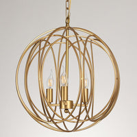 Antique Style Globe Chandelier Metal Suspension Light Fixture in Gold for Hallway - Rebooters