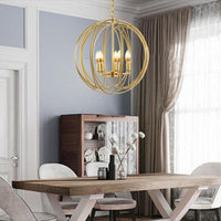 Antique Style Globe Chandelier Metal Suspension Light Fixture in Gold for Hallway - Rebooters