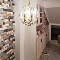 Antique Style Globe Chandelier Metal Suspension Light Fixture in Gold for Hallway - Rebooters