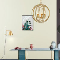 Antique Style Globe Chandelier Metal Suspension Light Fixture in Gold for Hallway - Rebooters