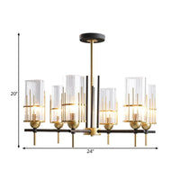 6-Head Black And Gold Chandelier Pendant Lamp Clear Glass - Rebooters