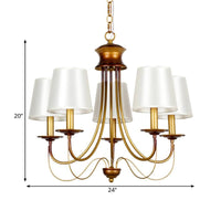 3/5/6 Lights Brass Finish Hanging Chandelier with White Shade - Rebooters
