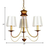 3/5/6 Lights Brass Finish Hanging Chandelier with White Shade - Rebooters
