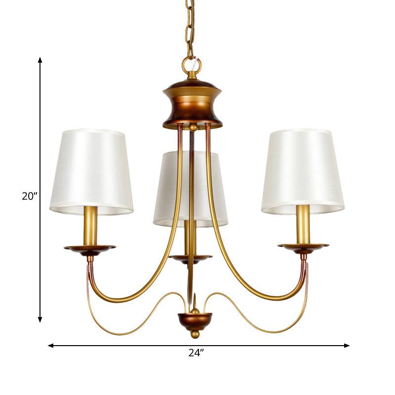 3/5/6 Lights Brass Finish Hanging Chandelier with White Shade - Rebooters
