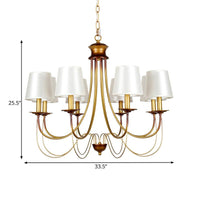 3/5/6 Lights Brass Finish Hanging Chandelier with White Shade - Rebooters