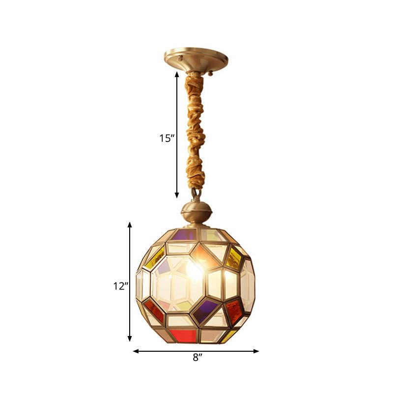 1 Bulb Faceted Disco Ball Pendant Colonial Brass Ceiling Lamp | Rebooters - Rebooters