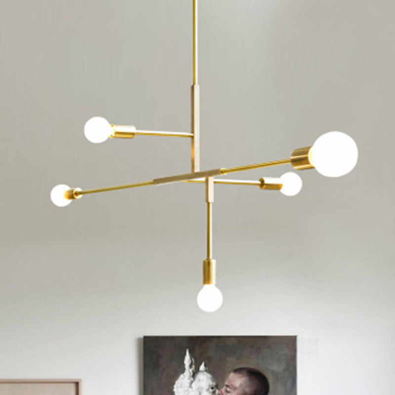 Modern Minimalist Linear Chandelier Light Fixture Molecular White Glass 5 Light Ceiling Chandelier - Rebooters