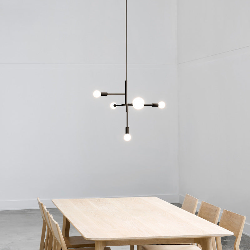 Modern Minimalist Linear Chandelier Light Fixture Molecular White Glass 5 Light Ceiling Chandelier - Rebooters