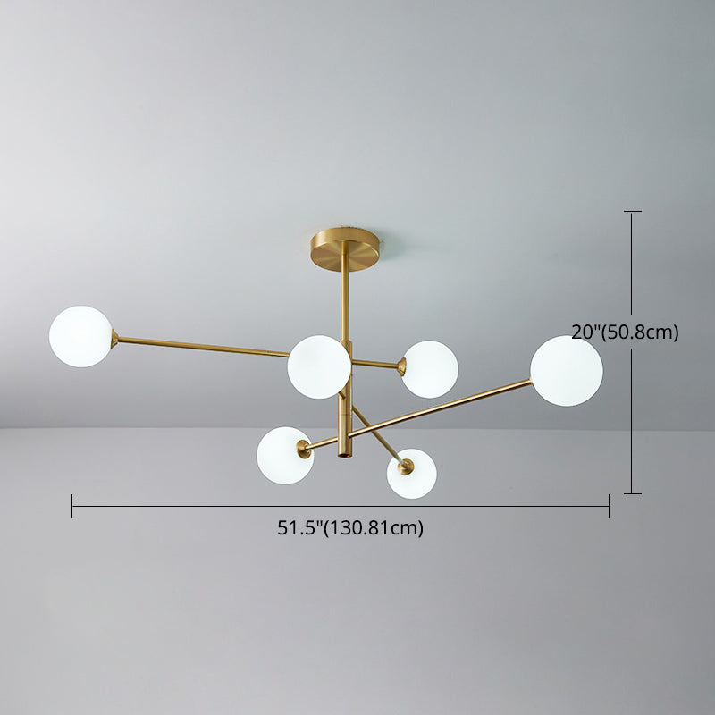 Post-Modern Metal Hanging Chandelier Light Glass Shade in Gold for Living Room - Rebooters