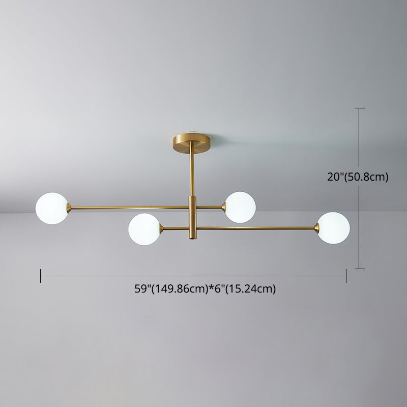 Post-Modern Metal Hanging Chandelier Light Glass Shade in Gold for Living Room - Rebooters