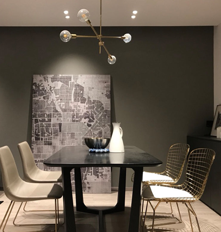 Post-Modern Metal Hanging Chandelier Light Glass Shade in Gold for Living Room - Rebooters