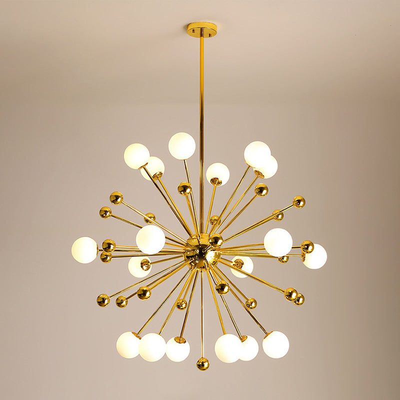 Post-Modern Starburst Metal Hanging Chandelier Light in Gold - Rebooters