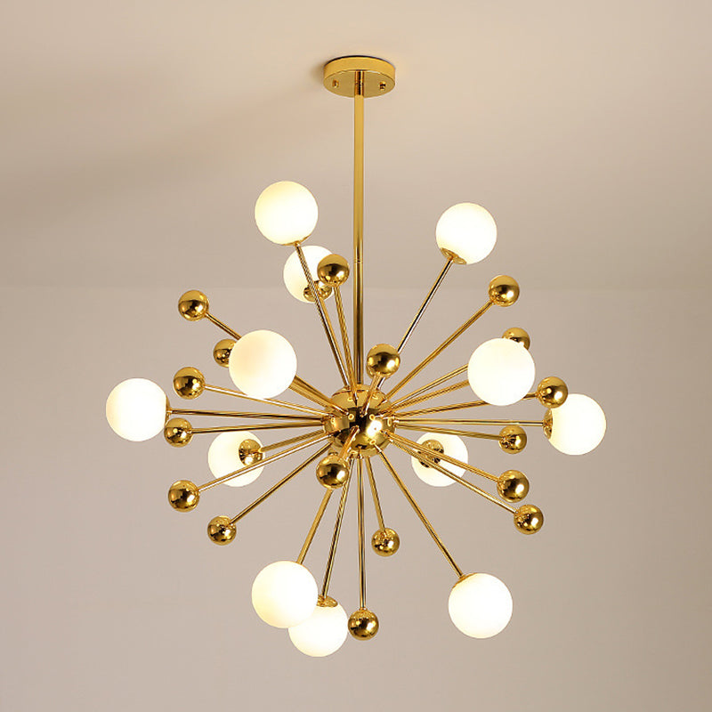 Post-Modern Starburst Metal Hanging Chandelier Light in Gold - Rebooters