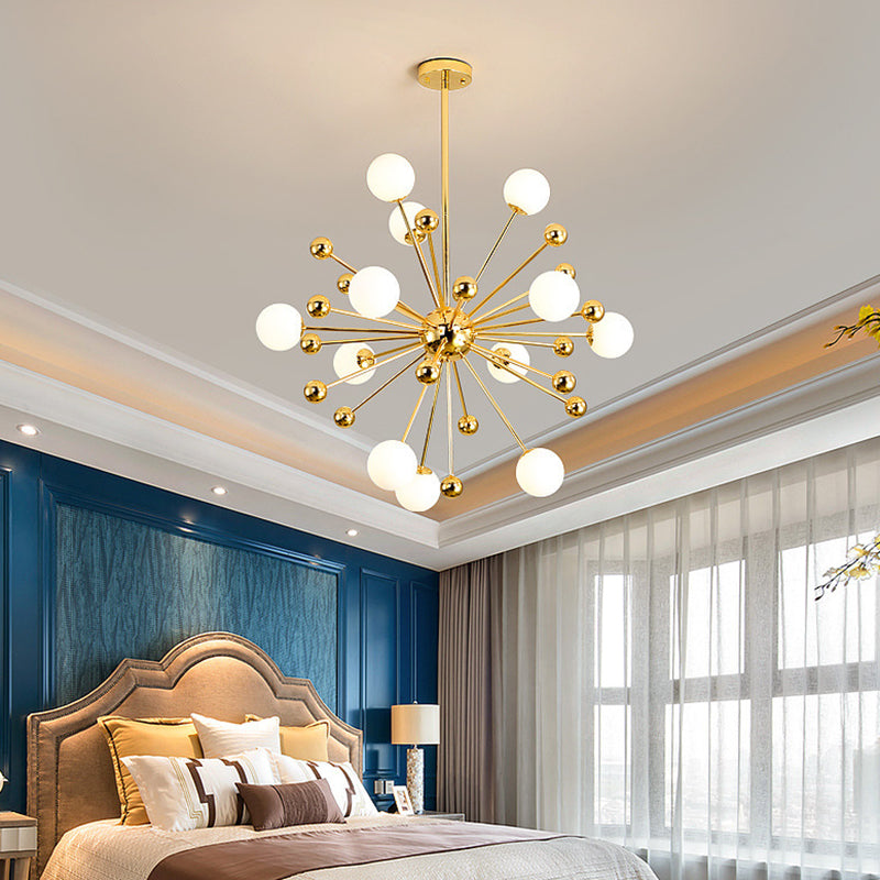 Post-Modern Starburst Metal Hanging Chandelier Light in Gold - Rebooters
