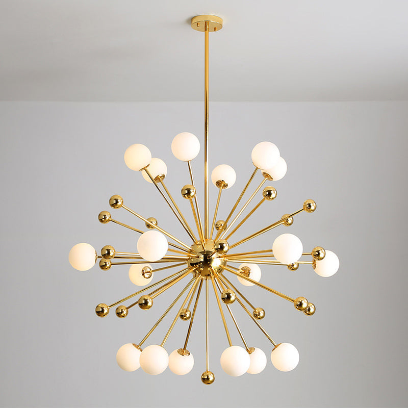 Post-Modern Starburst Metal Hanging Chandelier Light in Gold - Rebooters