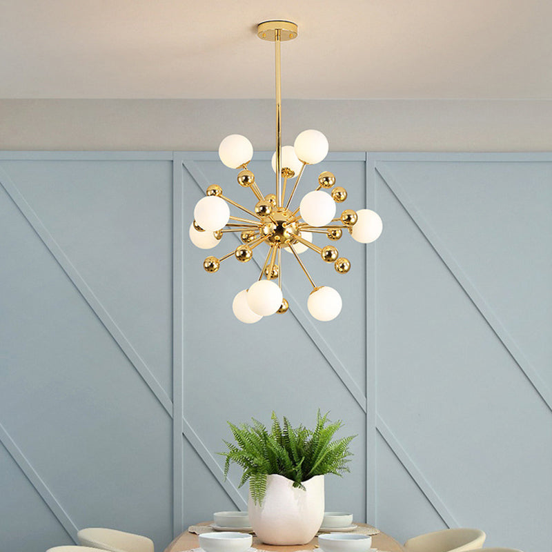 Post-Modern Starburst Metal Hanging Chandelier Light in Gold - Rebooters