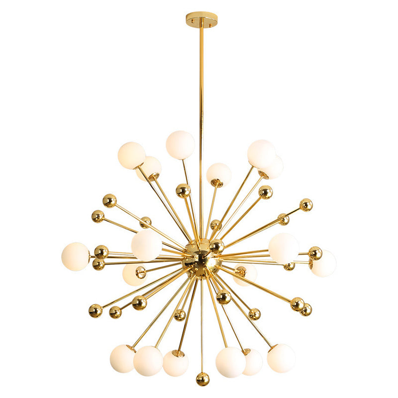 Post-Modern Starburst Metal Hanging Chandelier Light in Gold - Rebooters
