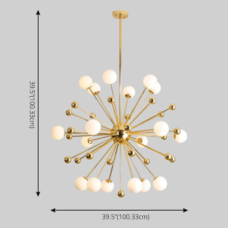Post-Modern Starburst Metal Hanging Chandelier Light in Gold - Rebooters