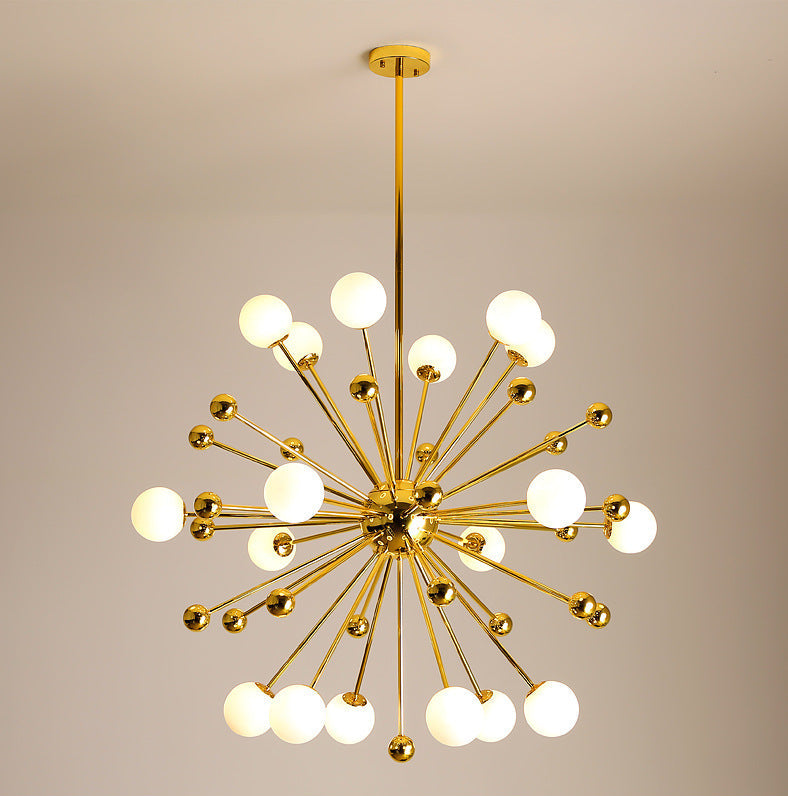 Post-Modern Starburst Metal Hanging Chandelier Light in Gold - Rebooters