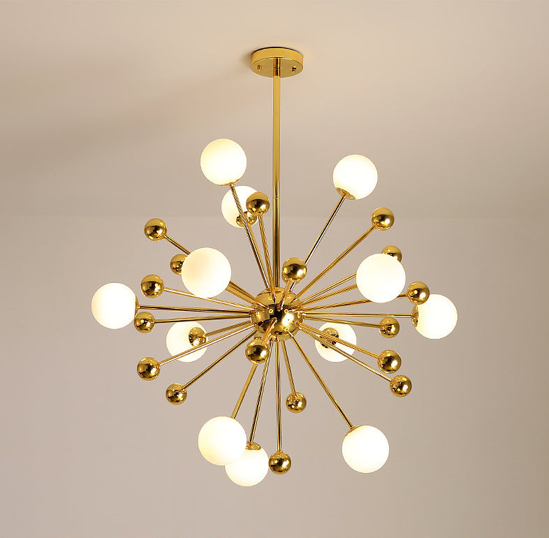 Post-Modern Starburst Metal Hanging Chandelier Light in Gold - Rebooters