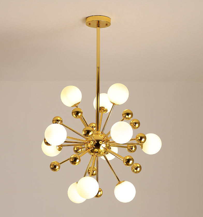 Post-Modern Starburst Metal Hanging Chandelier Light in Gold - Rebooters