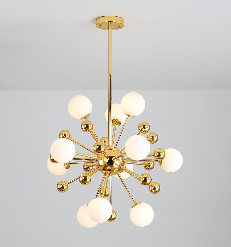 Post-Modern Starburst Metal Hanging Chandelier Light in Gold - Rebooters