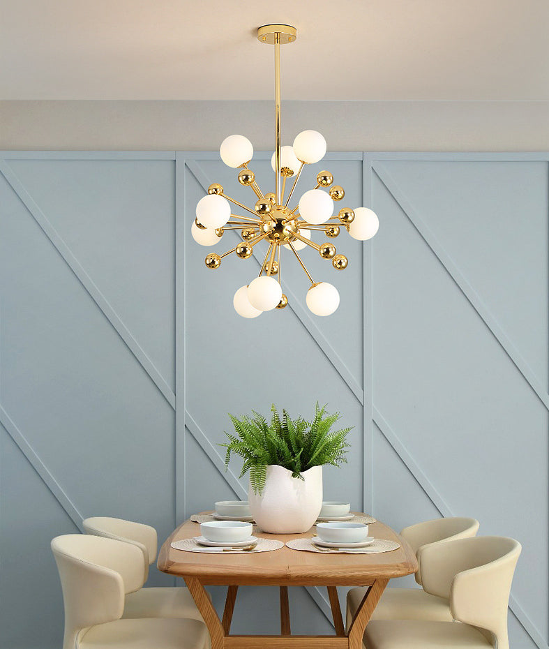 Post-Modern Starburst Metal Hanging Chandelier Light in Gold - Rebooters
