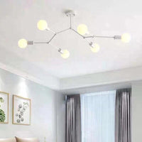 6 Light Branch Hanging Chandelier Light Modern Glass Shade Ceiling Chandelier - Rebooters