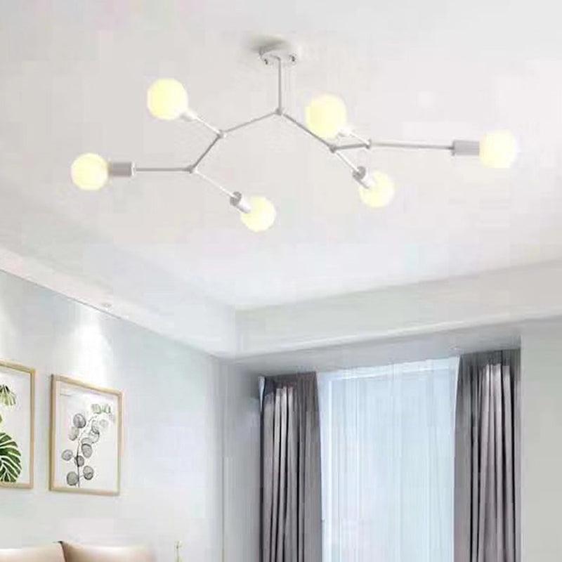6 Light Branch Hanging Chandelier Light Modern Glass Shade Ceiling Chandelier - Rebooters