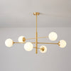 Post-Modern Hanging Chandelier Light Satin Opal Glass Ceiling Chandelier in Gold - Rebooters