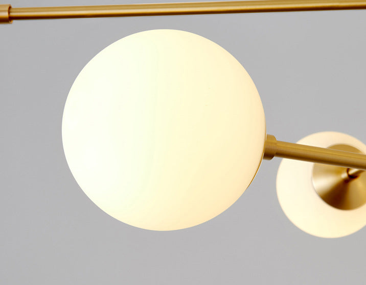 Post-Modern Hanging Chandelier Light Satin Opal Glass Ceiling Chandelier in Gold - Rebooters