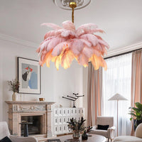 Ostrich Feather Ceiling Chandelier Modern Nordic 5 Light Hanging Light - Rebooters