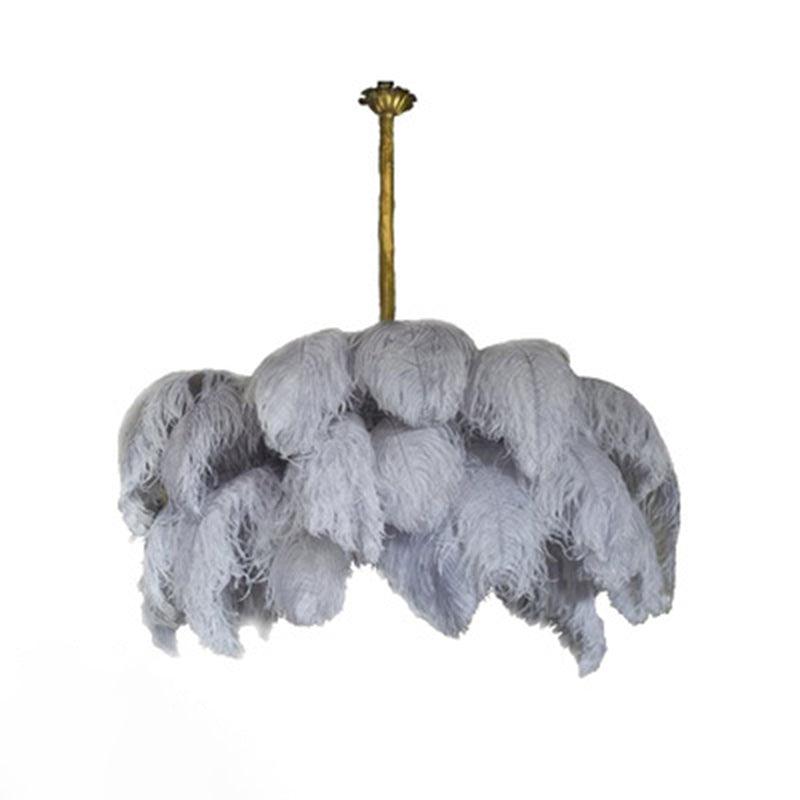 Ostrich Feather Ceiling Chandelier Modern Nordic 5 Light Hanging Light - Rebooters