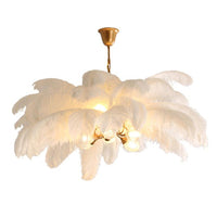 Ostrich Feather Ceiling Chandelier Modern Nordic 5 Light Hanging Light - Rebooters