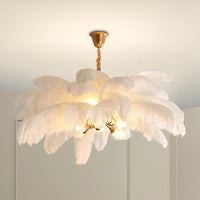 Ostrich Feather Ceiling Chandelier Modern Nordic 5 Light Hanging Light - Rebooters